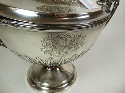 Lot 2027 - A George III Silver Soup-Tureen and Cover With an Old Sheffield Plate Liner