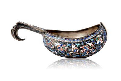 Lot 2095 - A Continental Silver and Enamel Kovsh