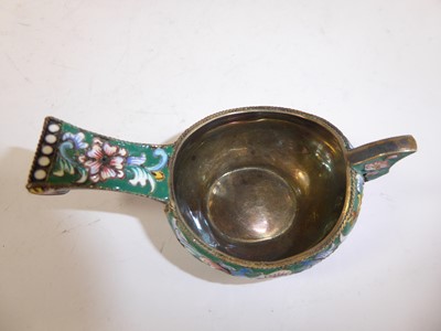 Lot 2094 - A Continental Silver and Enamel Kovsh