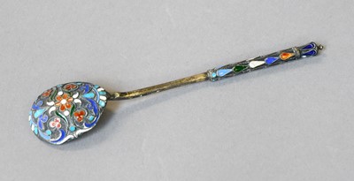 Lot 133 - A Russian Silver and Enamel Spoon, Moscow,...