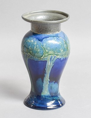 Lot 160 - A William Moorcroft Moonlit Blue Vase, pewter...