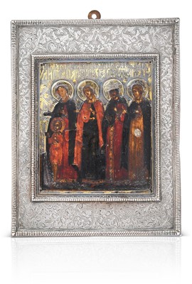 Lot 2042 - A Russian Parcel-Gilt Silver Mounted Icon