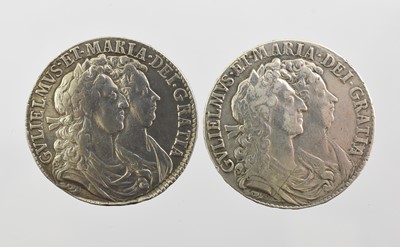 Lot 181 - 2 x William & Mary, Halfcrowns 1689, obv....