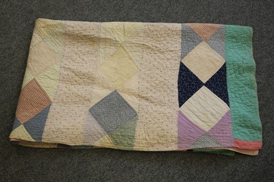 Lot 1089 - Late 19th Century Strippy Patchwork Quilt,...