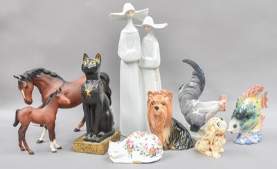 Lot 62 - A Group of Pottery and Porcelain Model Animals,...