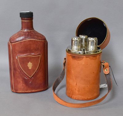 Lot 81 - A Gilt Tooled Leather Whisky Bottle, with...