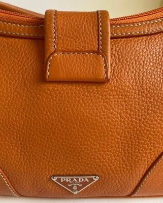 Lot 5068 - Prada Orange Pebbled Leather Shoulder Bag,...