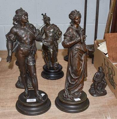 Lot 306 - Two Bronzed Spelter Figures, 19th century, of...
