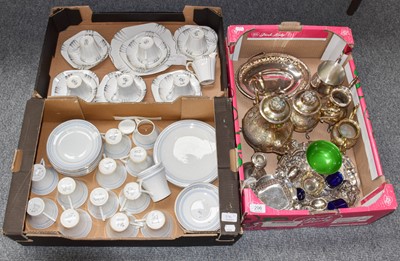 Lot 296 - Five Boxes of Household Ceramics and Silver...