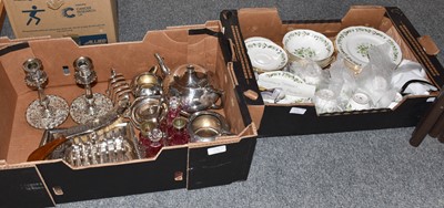 Lot 296 - Five Boxes of Household Ceramics and Silver...