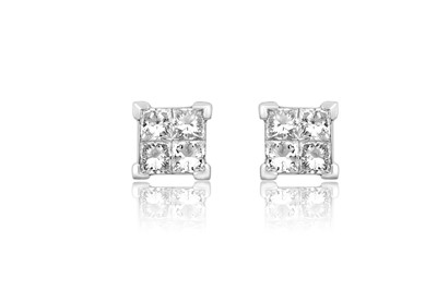 Lot 2345 - A Pair of 18 Carat White Gold Diamond Cluster...