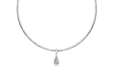 Lot 2259 - A Diamond Cluster Pendant on Chain the pear...