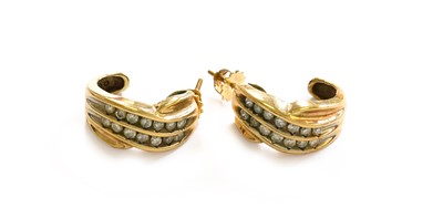 Lot 16 - A Pair of Diamond Cuff Earrings, stamped '9K',...