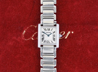 Lot 2176 - Cartier: A Lady's Stainless Steel Wristwatch,...