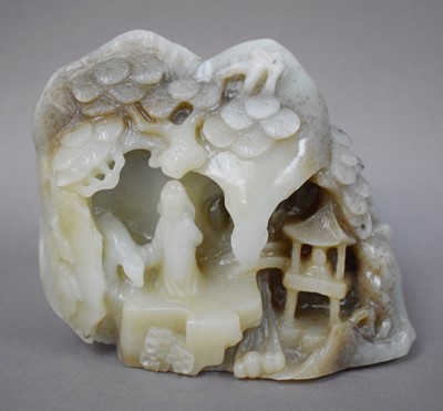 Lot 327 - Chinese Carved Celadon Jade Boulder, two...