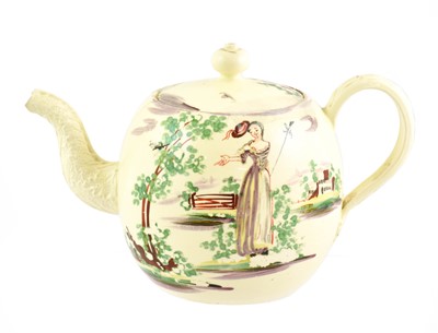 Lot 135 - A Creamware Teapot and Cover, circa 1770, of...