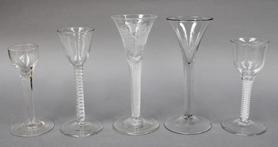 Lot 266 - Four 18th Century Wine Glasses and A Cordial...