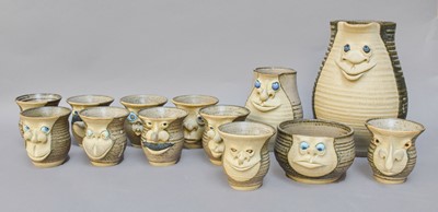 Lot 176 - A 1970s Muggins pottery hot chocolate set,...