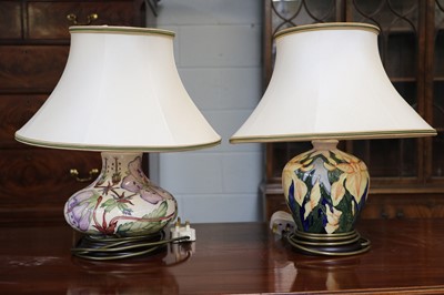 Lot 268 - Two Moorcroft Pottery Table Lamps, one in the...