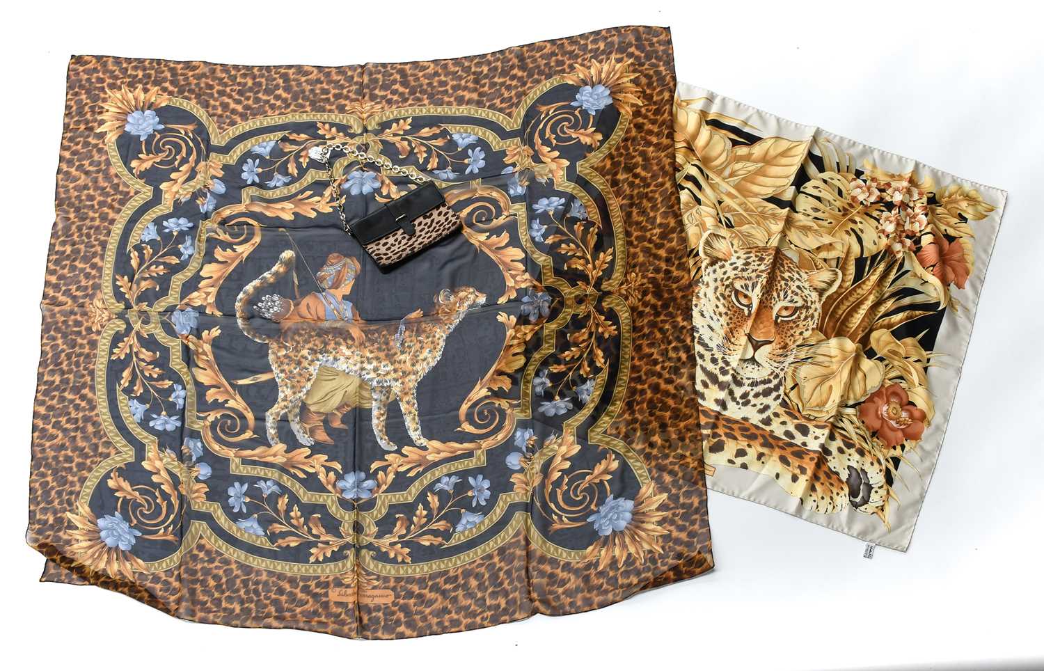 Lot 2233 - Large Salvatore Ferragamo leopard print silk...