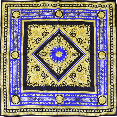 Lot 5072 - Atelier Versace Silk Scarf in blue, black and...