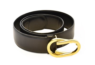 Lot 5029 - Gucci Black Leather Belt, stamped in gilt to...