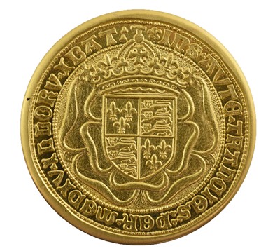 Lot 414 - Reproduction Henry VII Gold Sovereign, (38mm,...