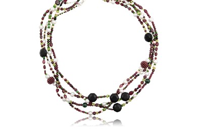 Lot 2339 - A Multi-Gemstone Bead Necklace cultured pearls...