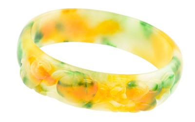 Lot 324 - A Chinese Jade Bangle, of celadon, green and...