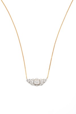 Lot 2258 - A Diamond Necklace the central rectangular...