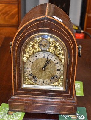 Lot 1364 - A German mahogany quarter striking table clock,...