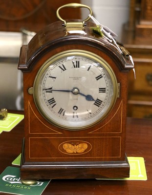 Lot 1371 - A Mahogany Inlaid Table Timepiece, signed...