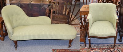 Lot 1227 - A Victorian Mahogany Framed Chaise Lounge,...