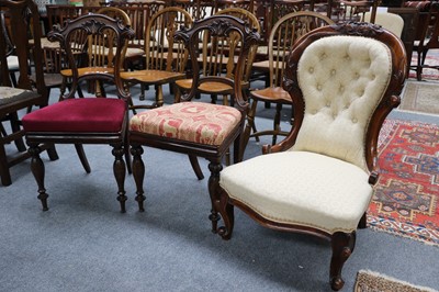 Lot 1170 - A Victorian Buttoned Nursing Chair A Pair of...