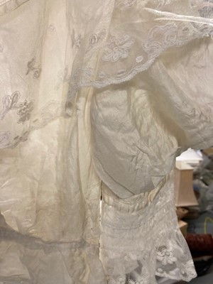 Lot 2045 - Early 20th Century Cream Silk Wedding Outfit,...