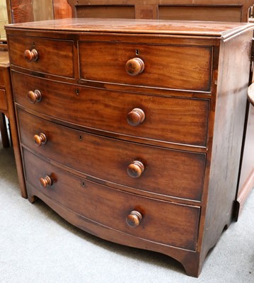 Lot 1326 - A Bowfront Mahogany Four Height Chest of...