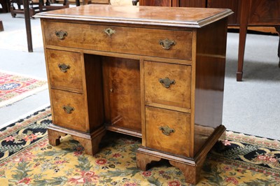 Lot 1154 - A Burr Walnut Kneehole Desk of Small...