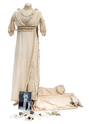 Lot 2042 - Edwardian Cream Silk Wedding Dress circa 1911,...