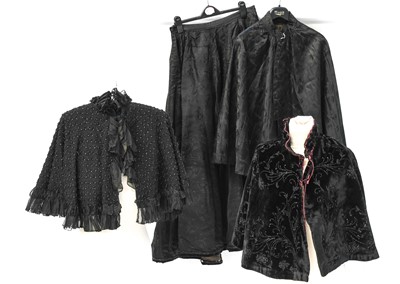 Lot 2047 - Late 19th Century Black Silk and Velvet...