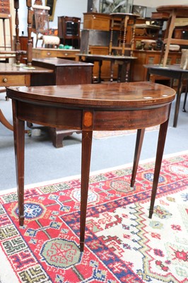 Lot 1313 - A George III Mahogany Demi-lune Fold Over Tea...