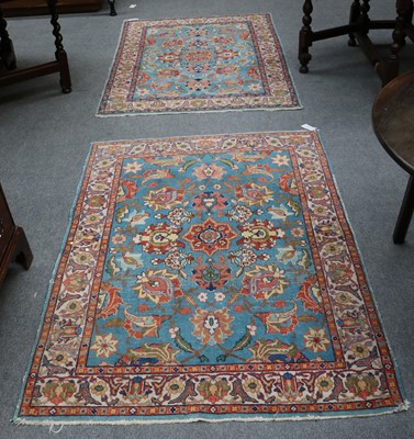 Lot 1013 - A Pair of Tabriz Rugs, each with aquamarine...