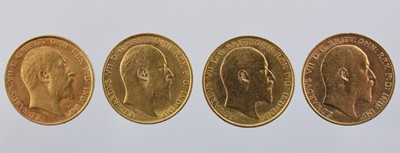 Lot 340 - 4 x Edward VII, Half Sovereigns: 1903, 1904,...