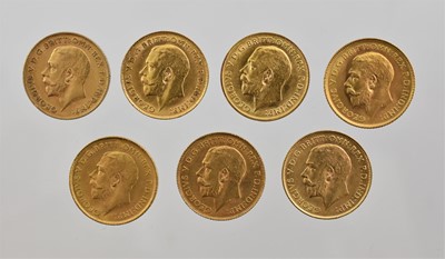 Lot 354 - 7 x George V, Half Sovereigns: 1912, 1913,...