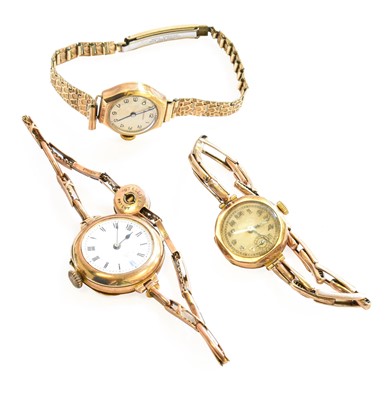 Lot 110 - Three Lady's 9 Carat Gold Wristwatches