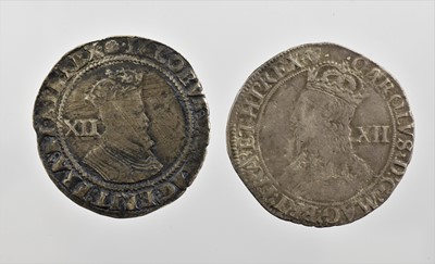 Lot 158 - 2 x Hammered Shillings, comprising: (1) James...