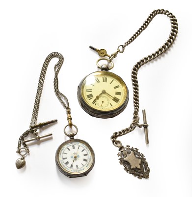 Lot 1 - A silver open Faced pocket watch by Waltham...