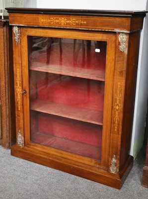 Lot 1112 - A Victorian Walnut Inlaid Display Cabinet,...