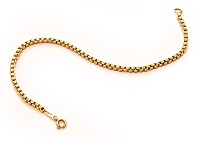 Lot 30 - A 9 Carat Gold Box Link Bracelet, length 20.5cm