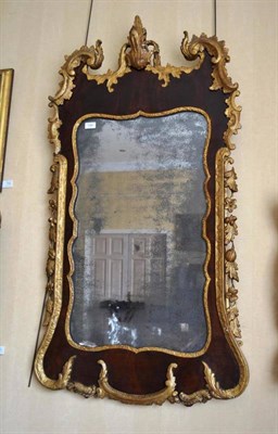 Lot 1284 - An 18th Century Mahogany and Gilt Gesso Wall Mirror, with acanthus scrolls and rockwork...