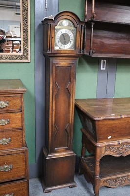 Lot 1108 - An Oak Chiming Small Longcase Clock, early...